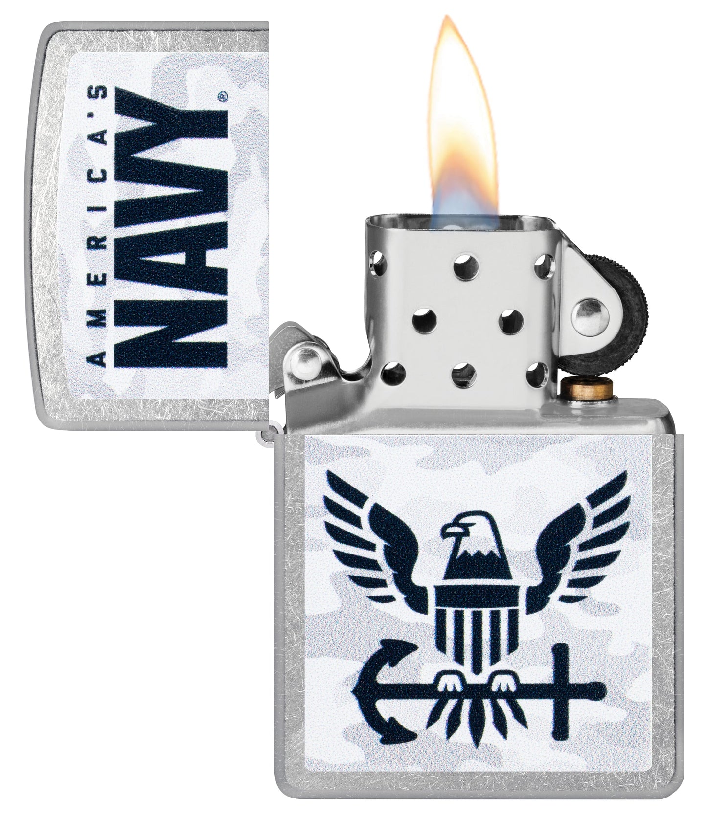Zippo United States Navy® Camo Logo Design Street Chrome Windproof Lighter