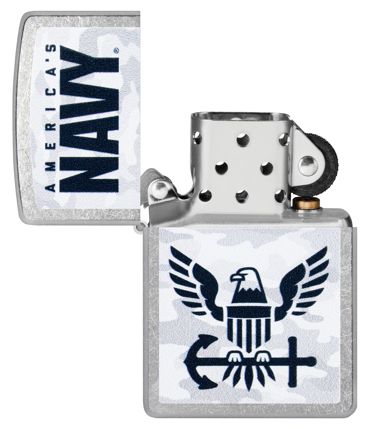Zippo United States Navy® Camo Logo Design Street Chrome Windproof Lighter