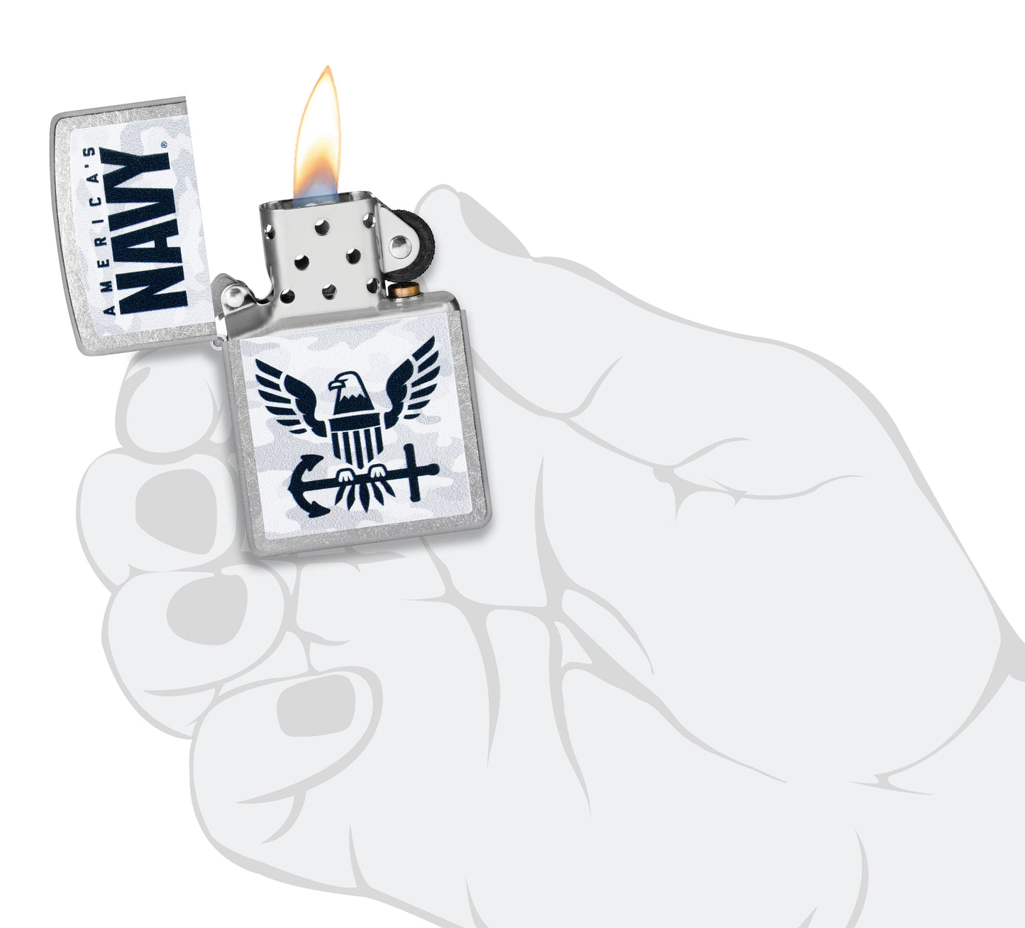 Zippo United States Navy® Camo Logo Design Street Chrome Windproof Lighter