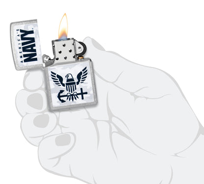 Zippo United States Navy® Camo Logo Design Street Chrome Windproof Lighter