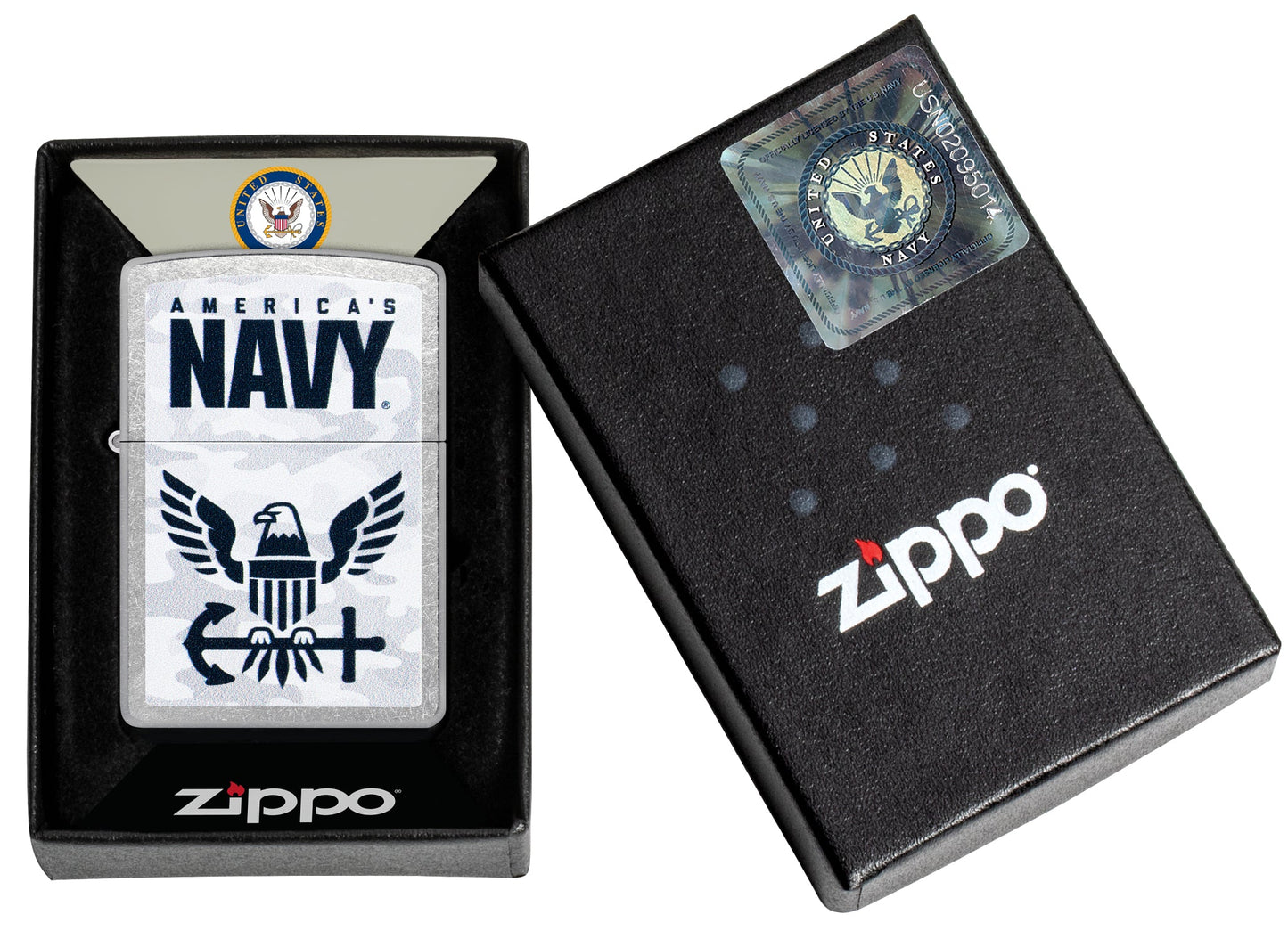 Zippo United States Navy® Camo Logo Design Street Chrome Windproof Lighter