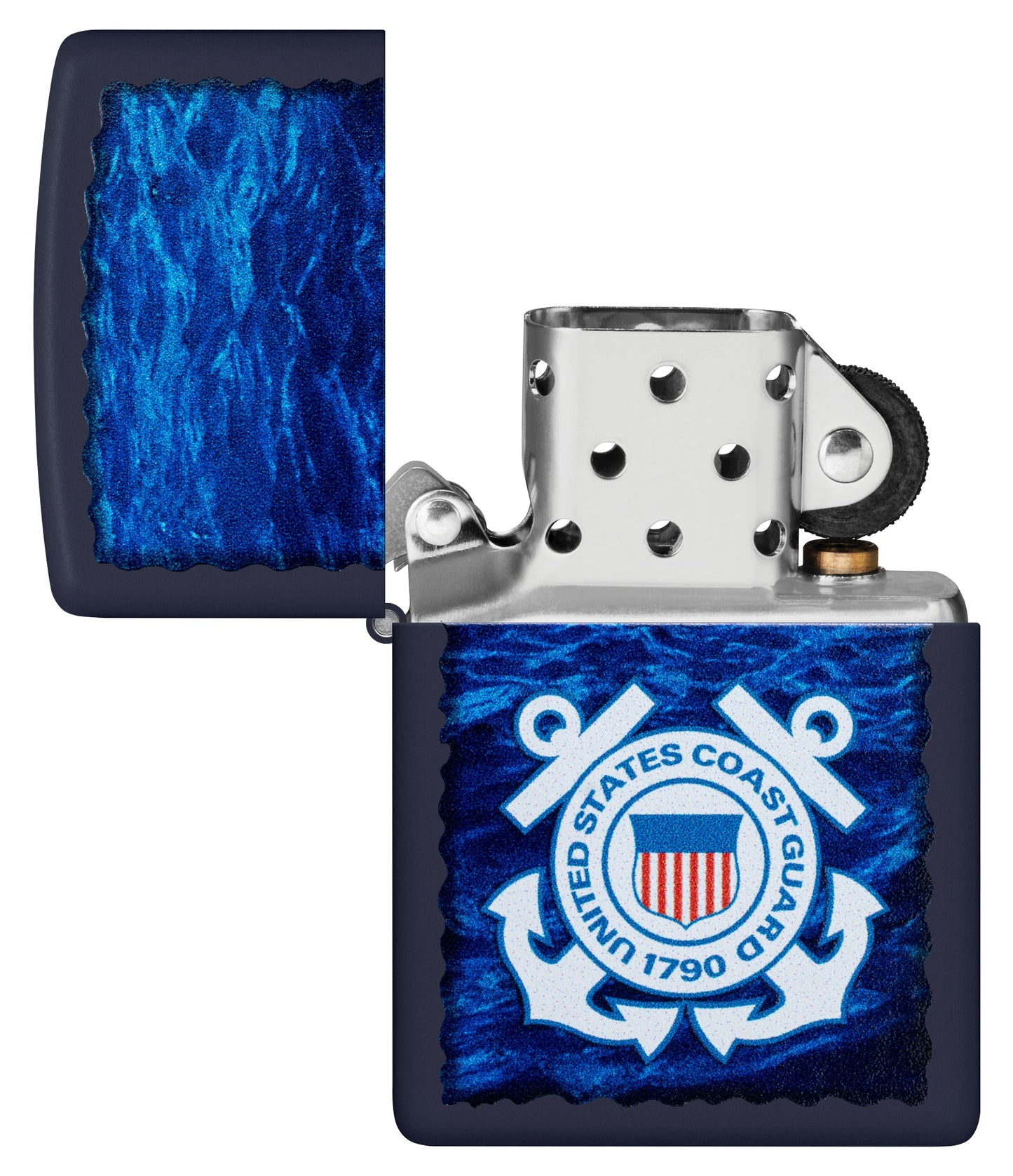Zippo U.S. Coast Guard Waves Design Navy Matte Windproof Lighter