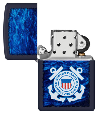 Zippo U.S. Coast Guard Waves Design Navy Matte Windproof Lighter