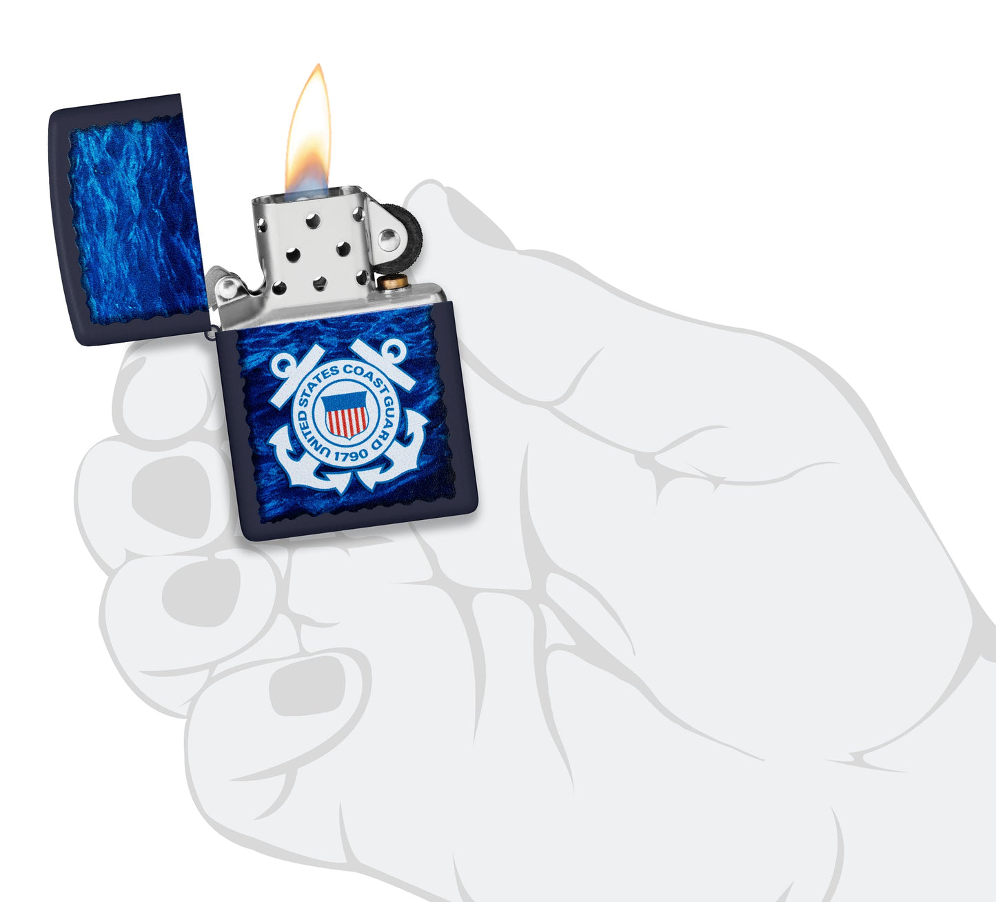 Zippo U.S. Coast Guard Waves Design Navy Matte Windproof Lighter