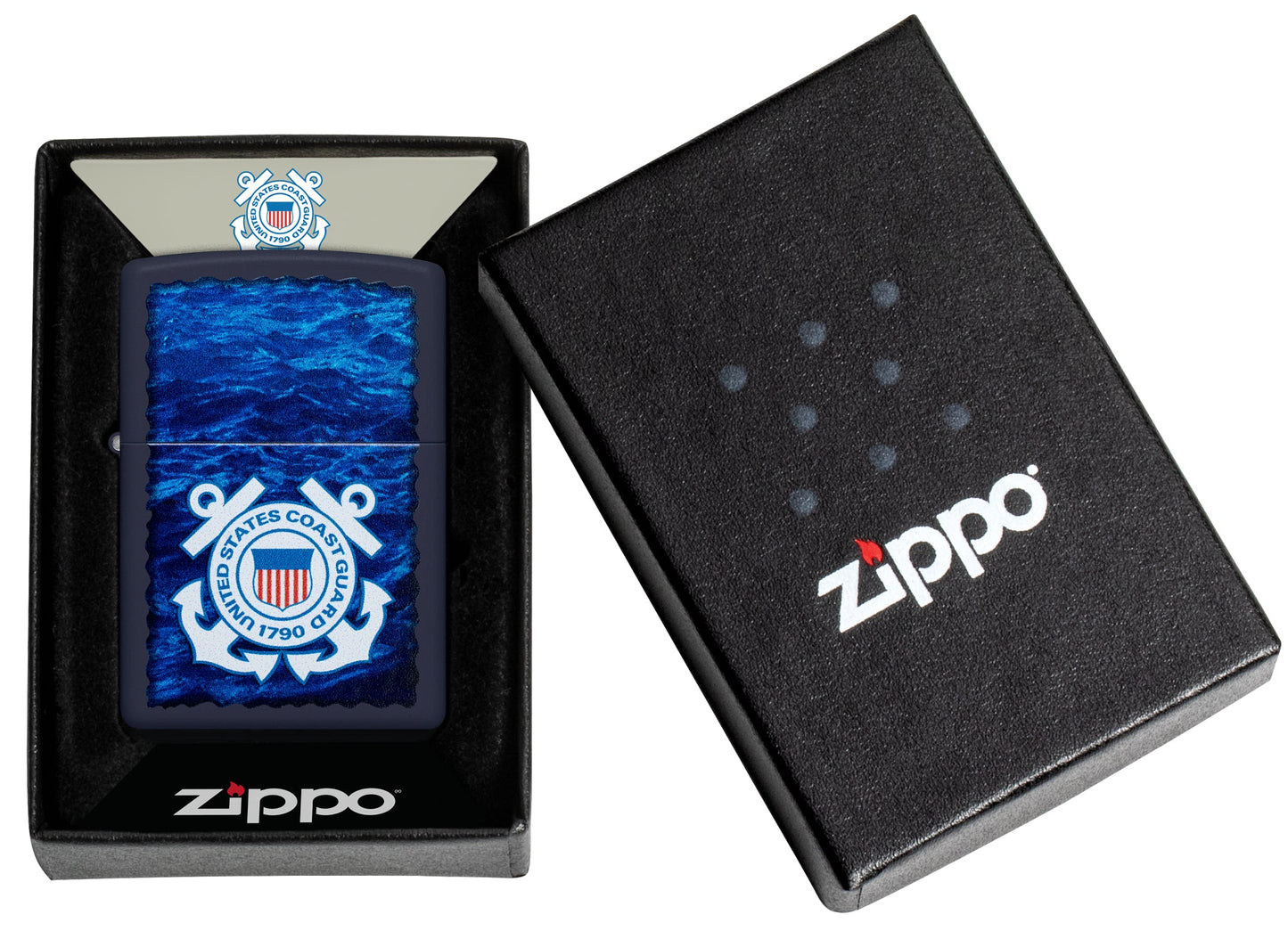 Zippo U.S. Coast Guard Waves Design Navy Matte Windproof Lighter