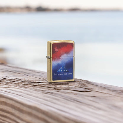 Zippo Folds of Honor Clouds Design Street Brass Windproof Lighter