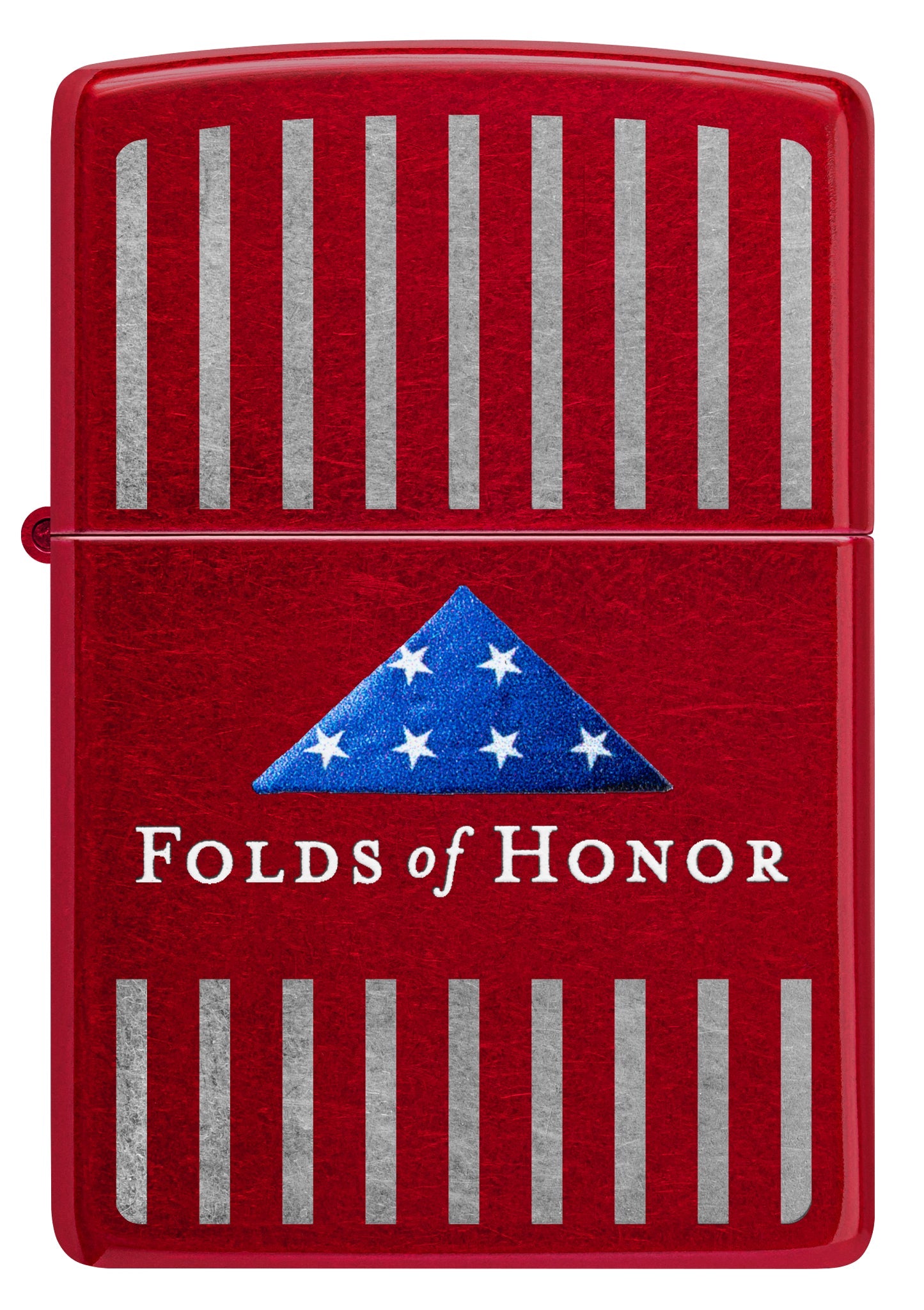 Zippo Folds of Honor Pinstripes Design Candy Apple Red Windproof Lighter