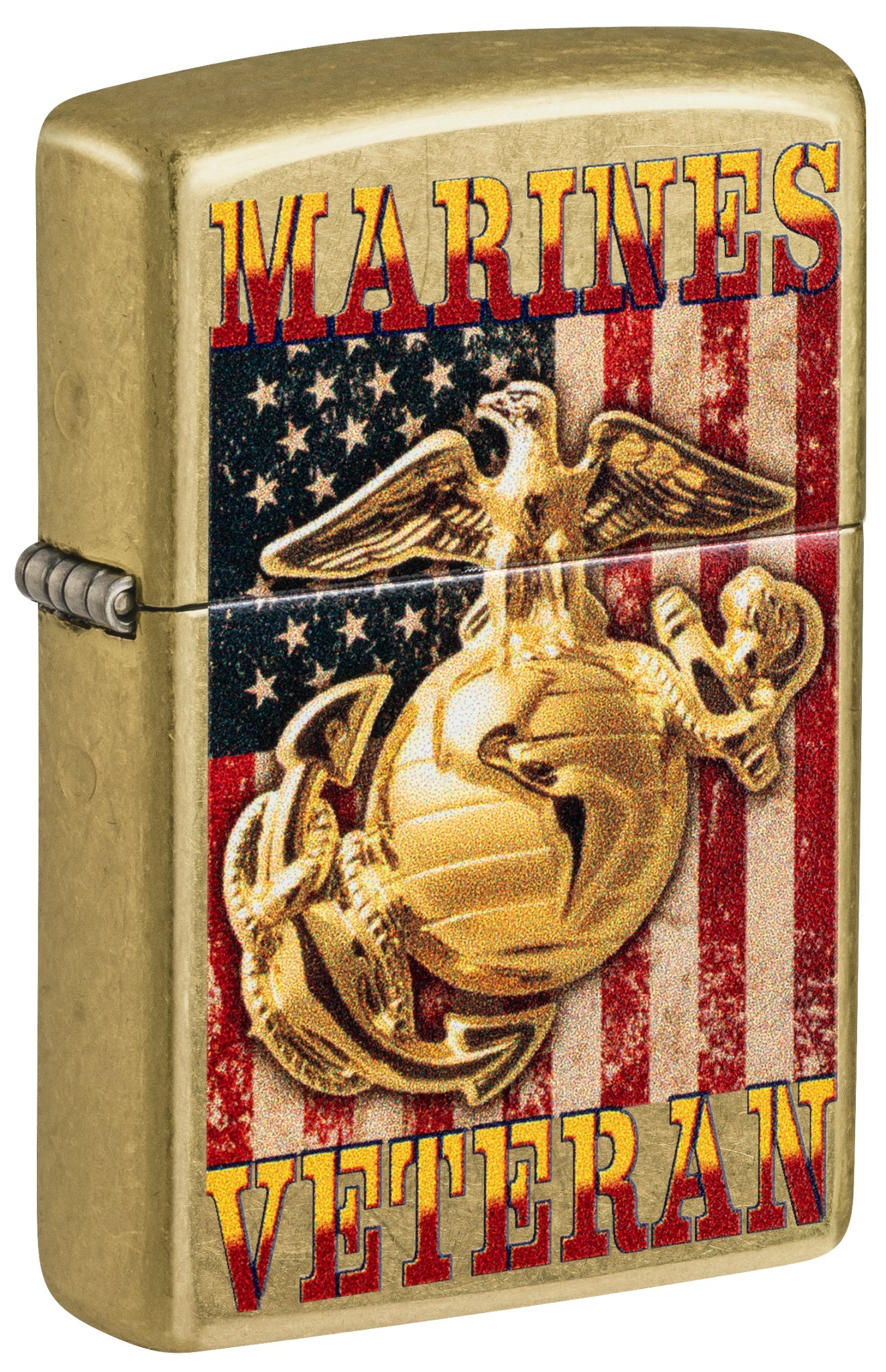 Zippo U.S. Marine Corps Veteran Design Street Brass Windproof Lighter