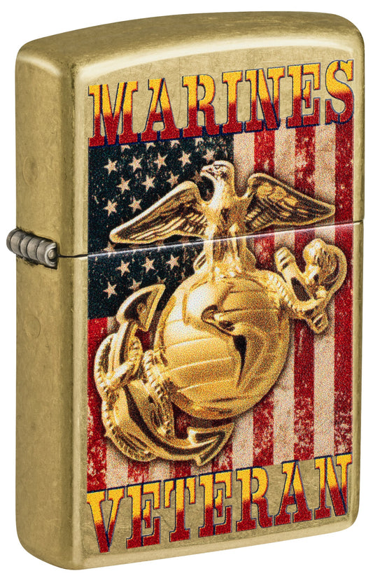 Zippo U.S. Marine Corps Veteran Design Street Brass Windproof Lighter
