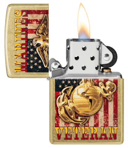 Zippo U.S. Marine Corps Veteran Design Street Brass Windproof Lighter