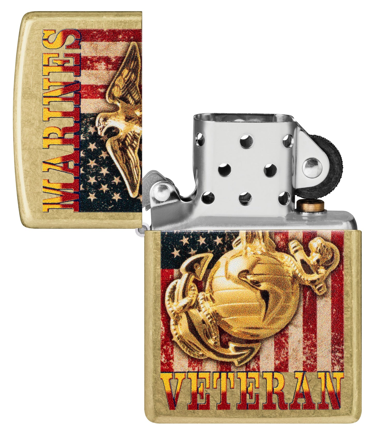 Zippo U.S. Marine Corps Veteran Design Street Brass Windproof Lighter