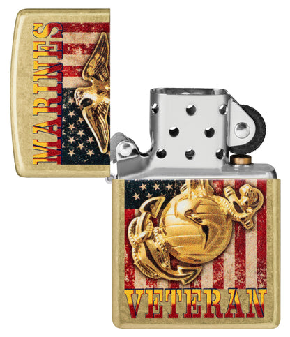 Zippo U.S. Marine Corps Veteran Design Street Brass Windproof Lighter