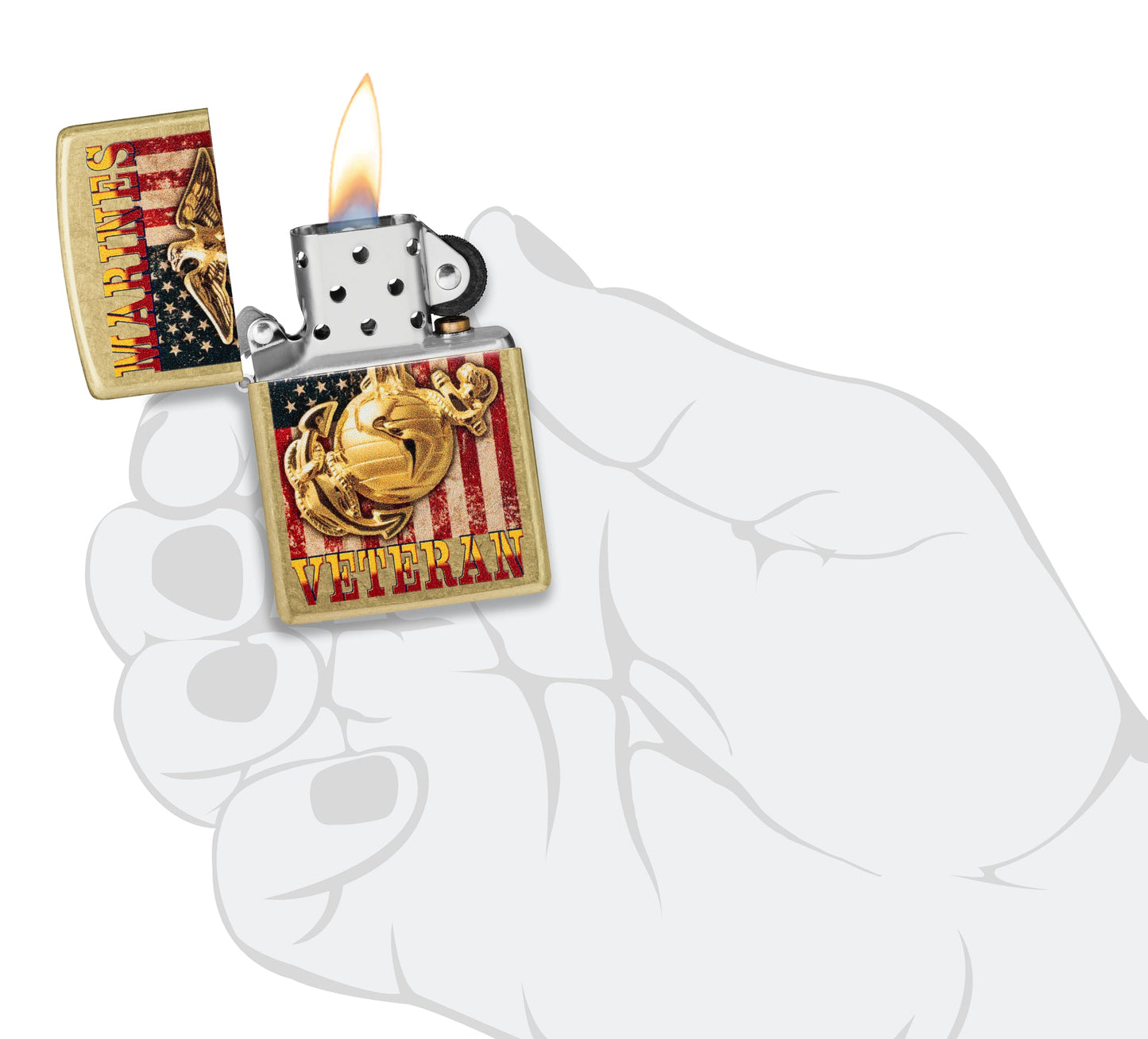 Zippo U.S. Marine Corps Veteran Design Street Brass Windproof Lighter