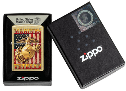 Zippo U.S. Marine Corps Veteran Design Street Brass Windproof Lighter