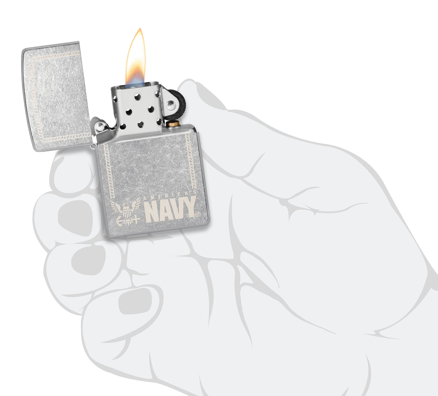 Zippo United States Navy® America's Navy Design Street Chrome Windproof Lighter