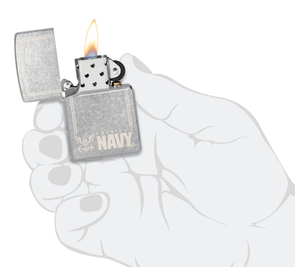 Zippo United States Navy® America's Navy Design Street Chrome Windproof Lighter