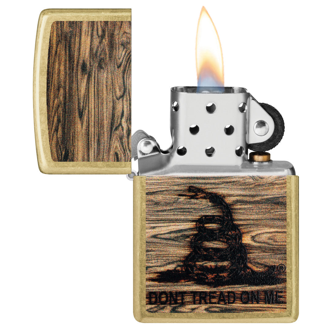 Zippo Dont Tread On Me® Woodburn Design Street Brass Windproof Lighter
