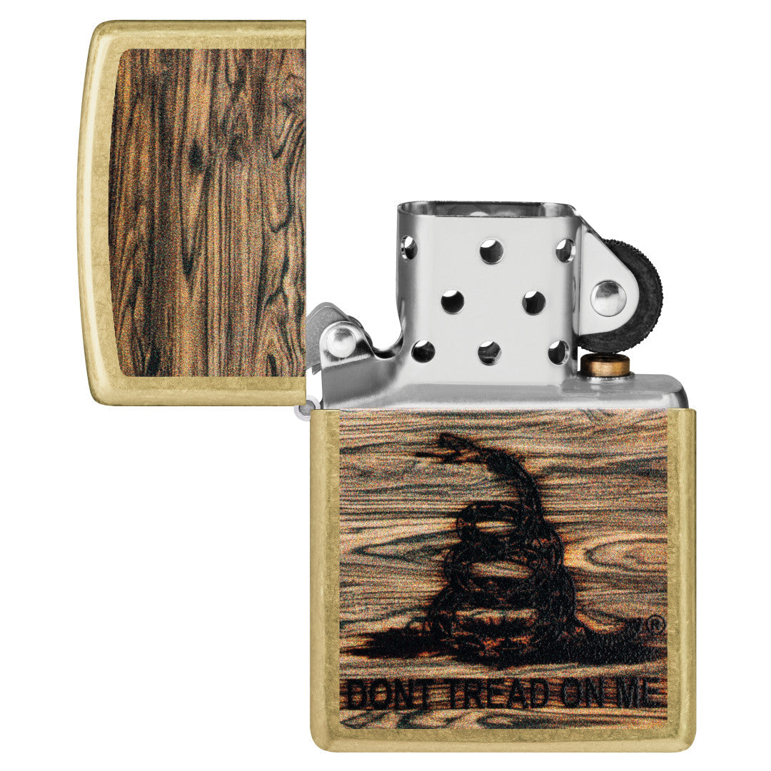 Zippo Dont Tread On Me® Woodburn Design Street Brass Windproof Lighter