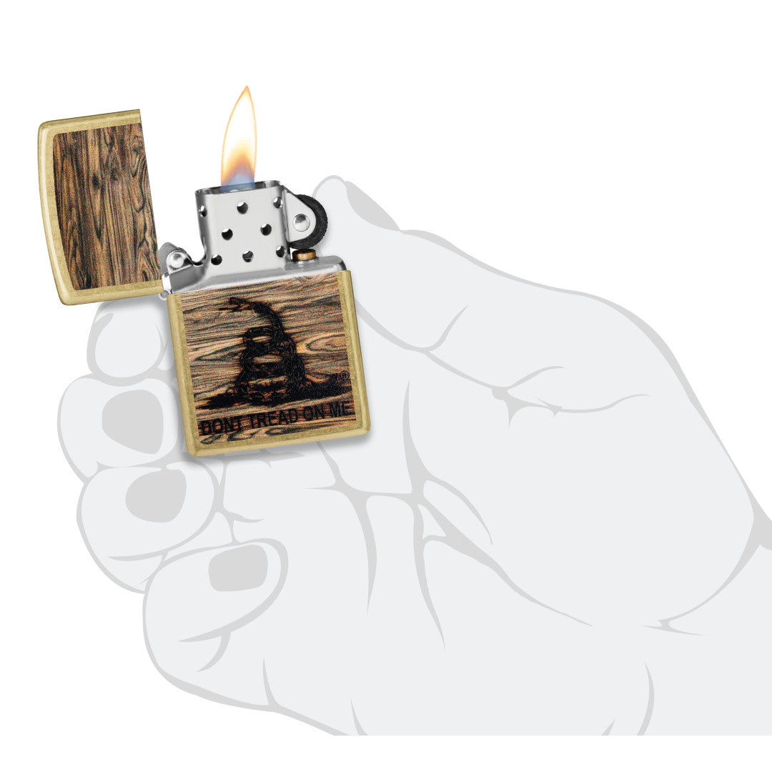 Zippo Dont Tread On Me® Woodburn Design Street Brass Windproof Lighter