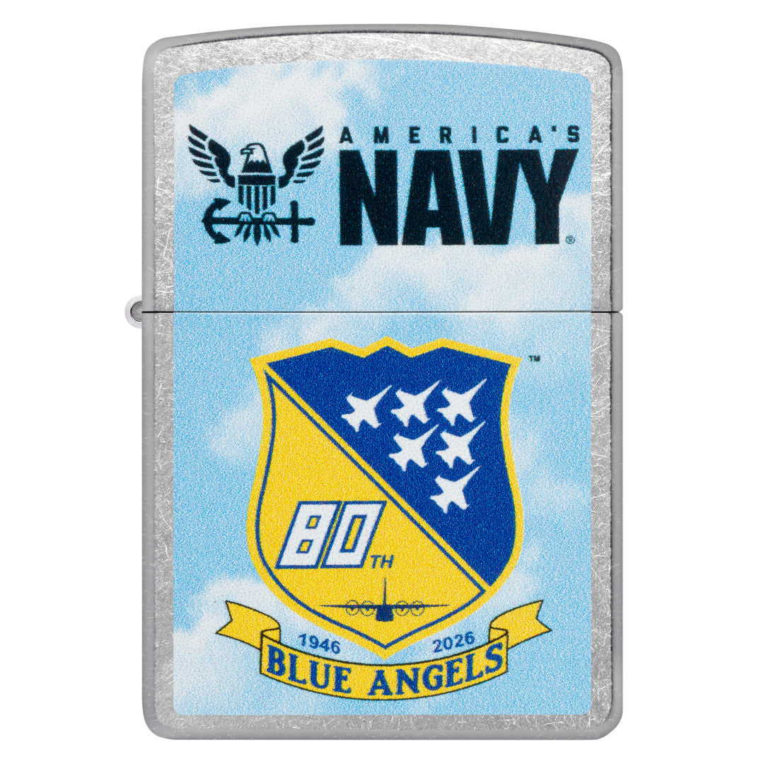 Zippo United States Navy® Blue Angels Design Street Chrome Windproof Lighter