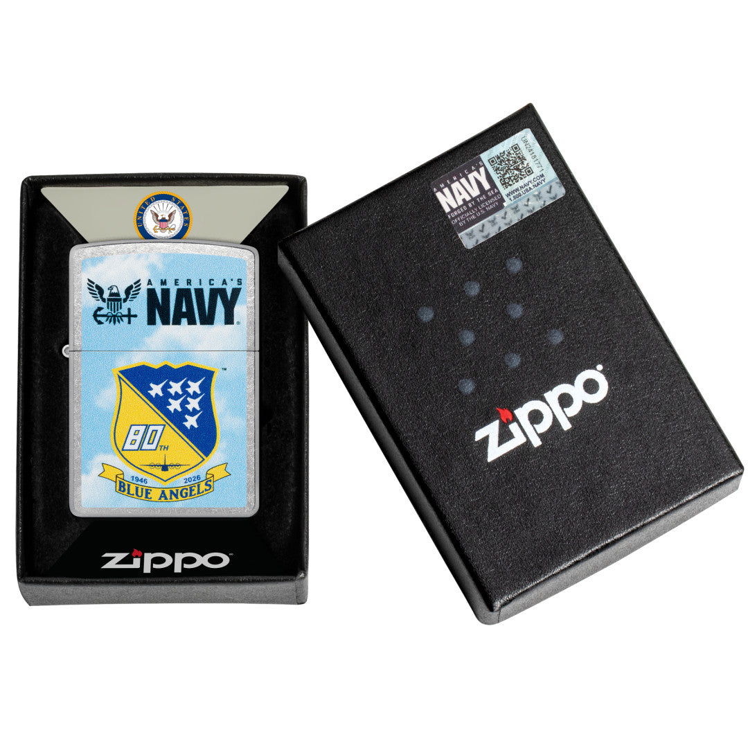 Zippo United States Navy® Blue Angels Design Street Chrome Windproof Lighter