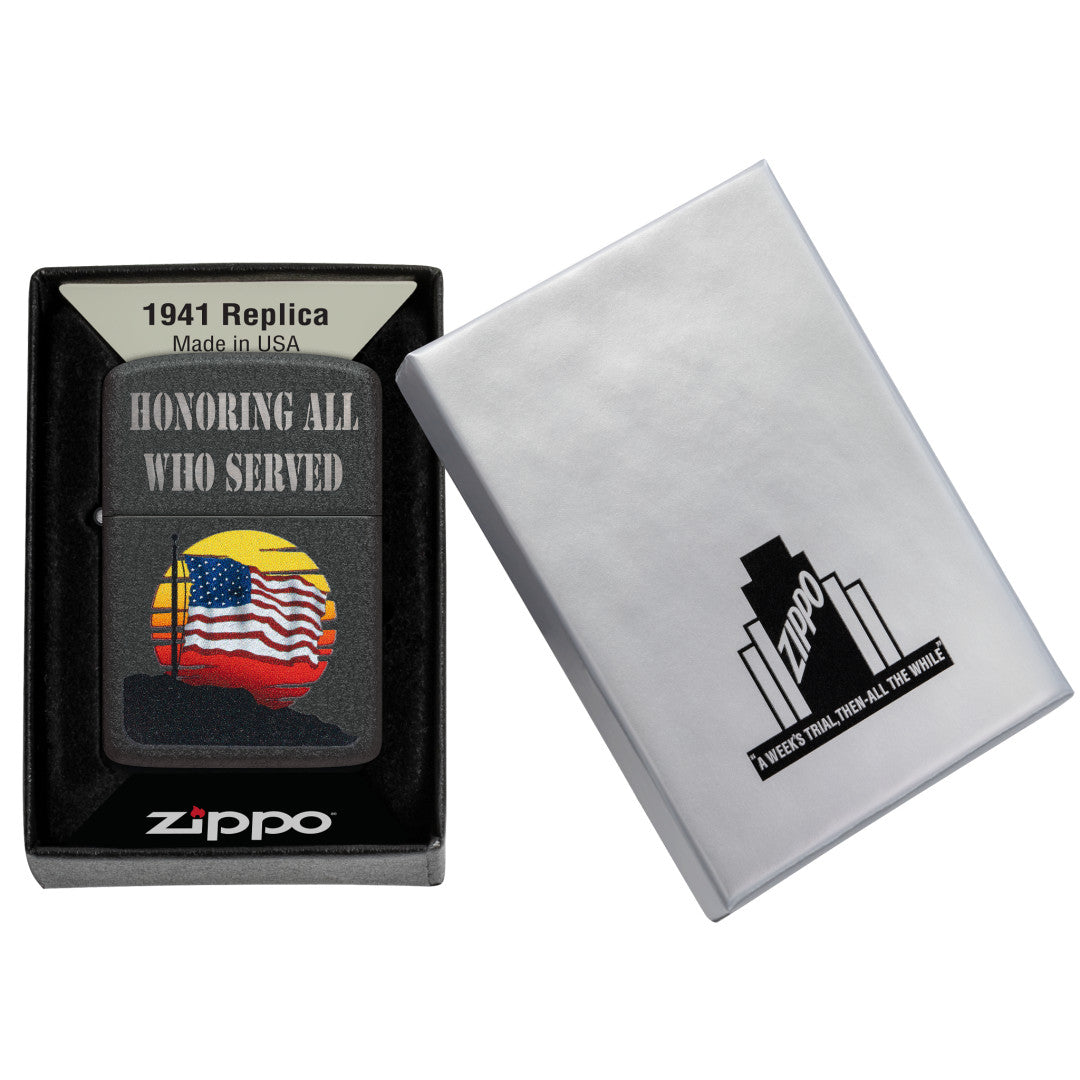 Zippo Honor Flag Design Black Crackle® Windproof Lighter
