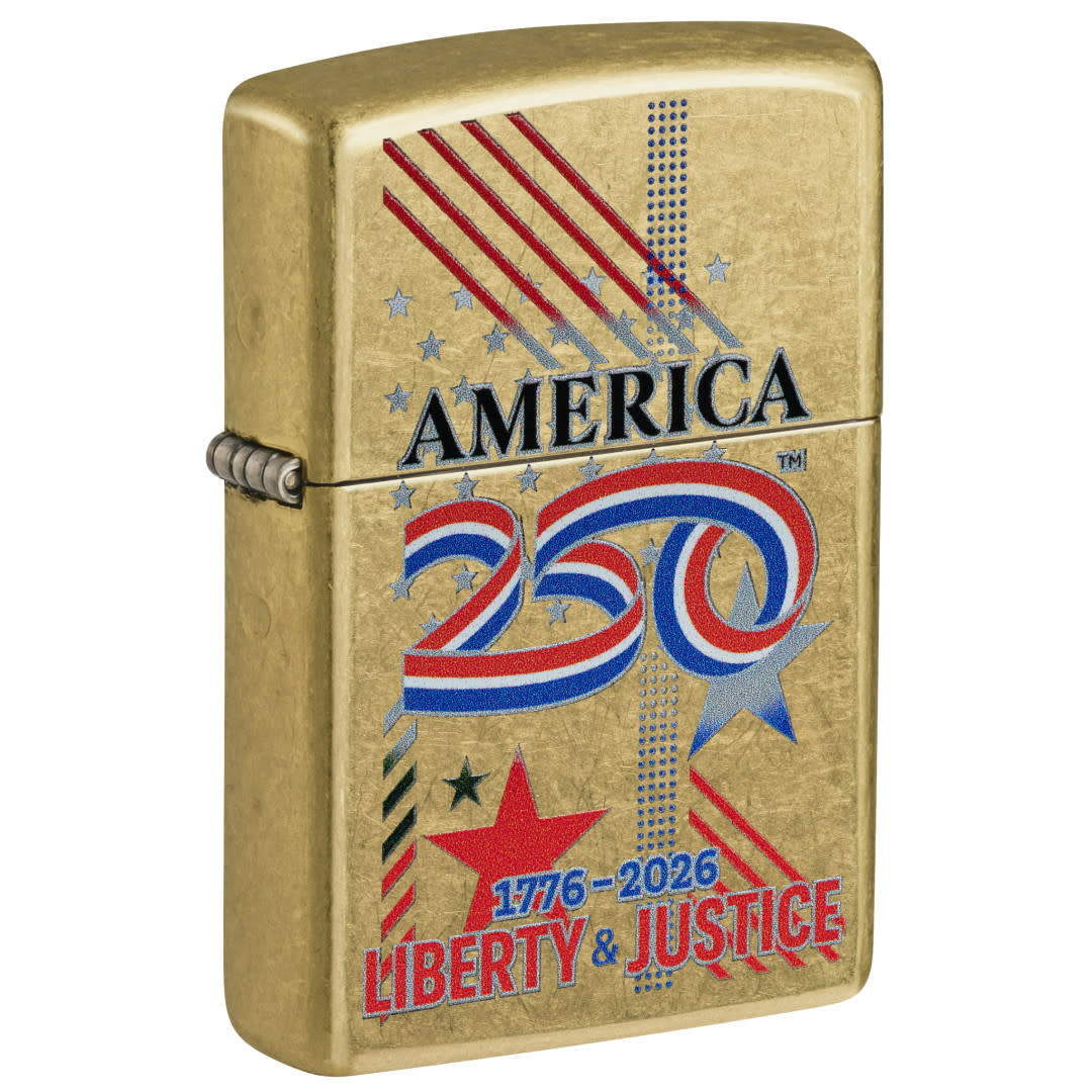Zippo America250 Liberty & Justice Design Street Brass Windproof Lighter
