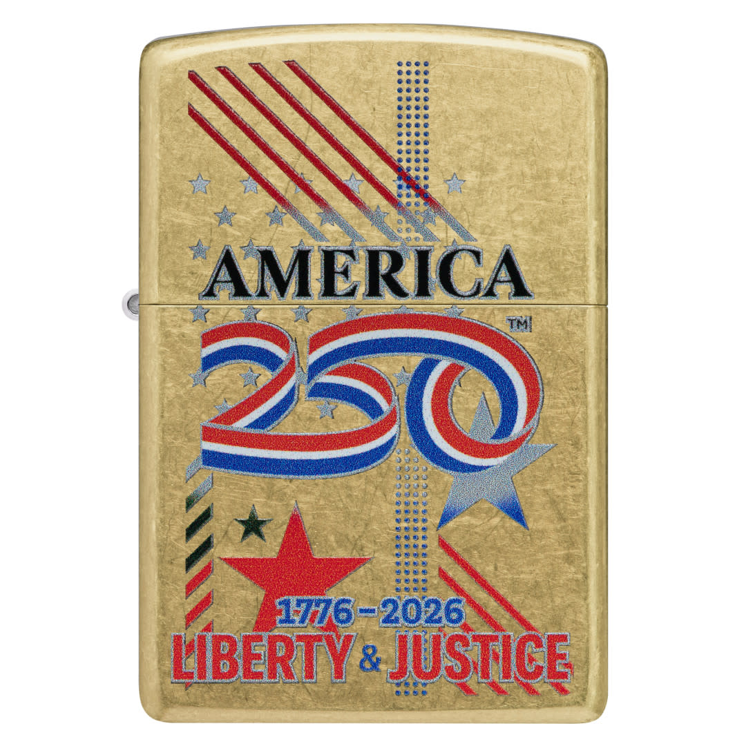 Zippo America250 Liberty & Justice Design Street Brass Windproof Lighter