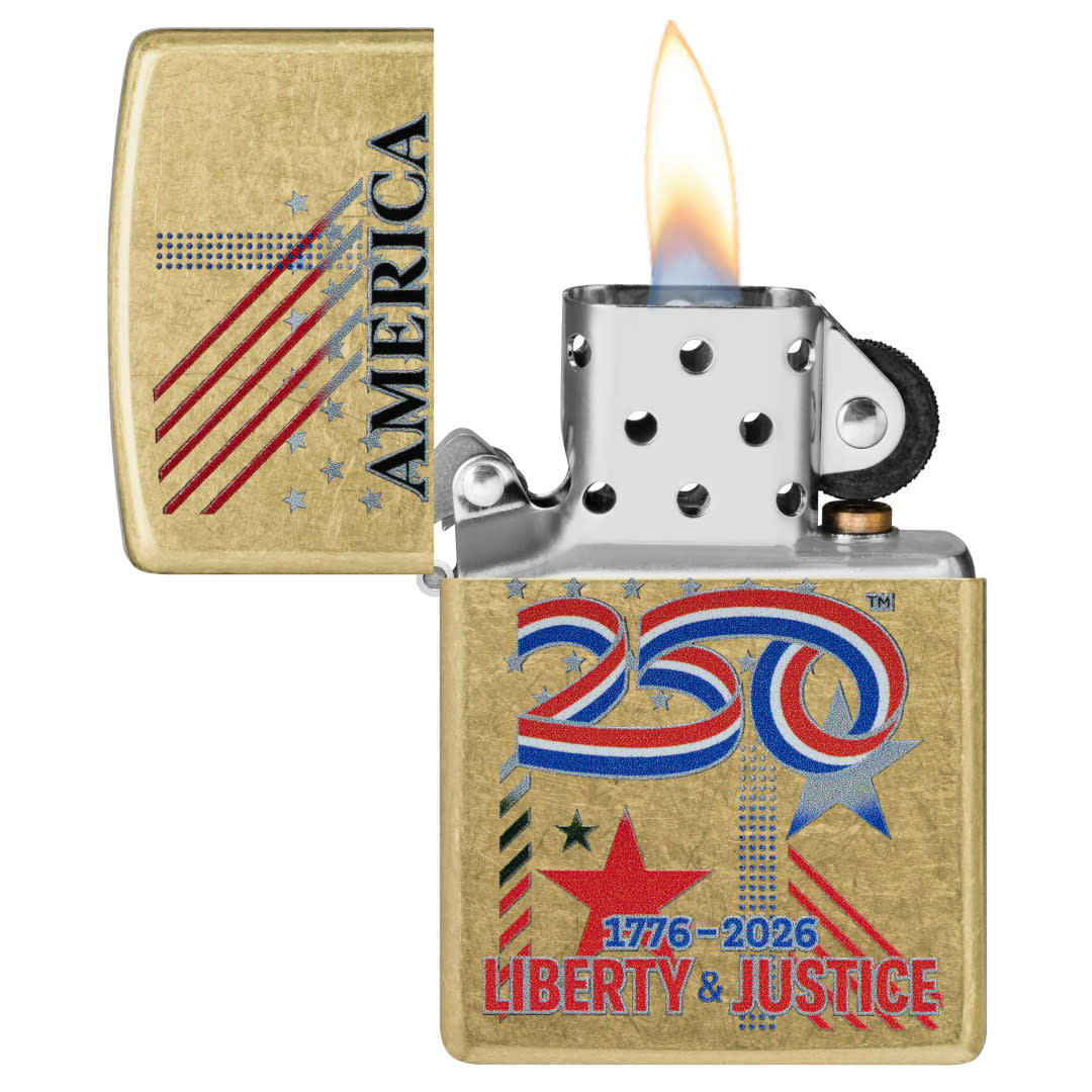 Zippo America250 Liberty & Justice Design Street Brass Windproof Lighter