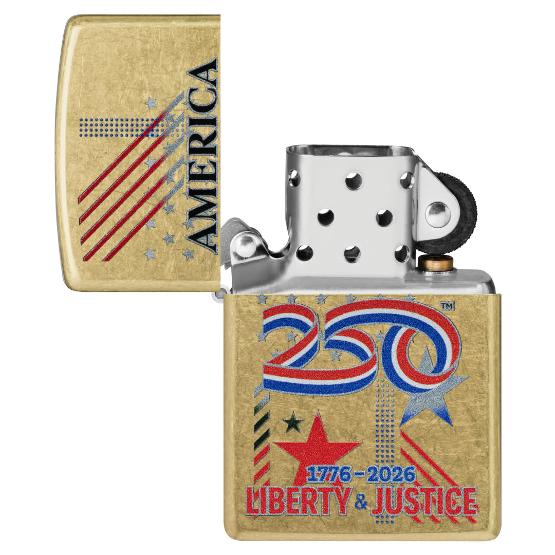 Zippo America250 Liberty & Justice Design Street Brass Windproof Lighter