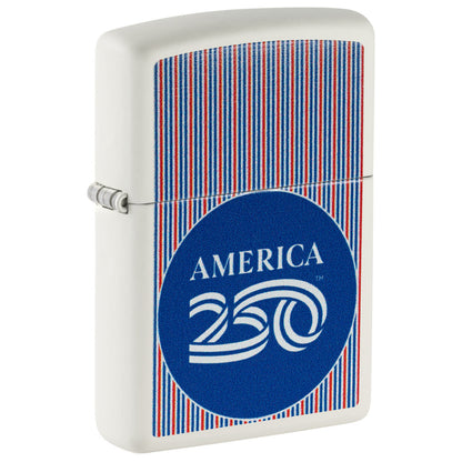 Zippo America250 Pinstripes Design White Matte Windproof Lighter