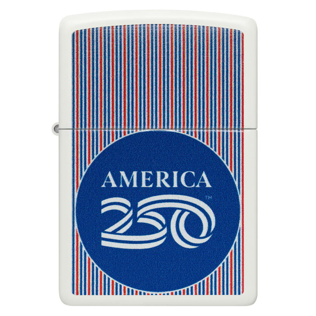 Zippo America250 Pinstripes Design White Matte Windproof Lighter