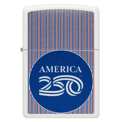 Zippo America250 Pinstripes Design White Matte Windproof Lighter