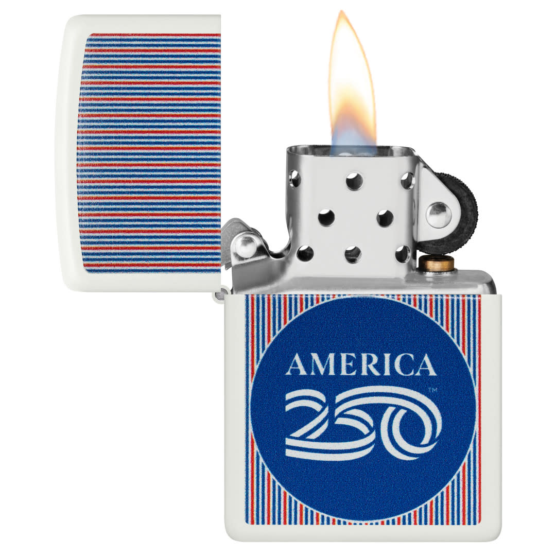 Zippo America250 Pinstripes Design White Matte Windproof Lighter