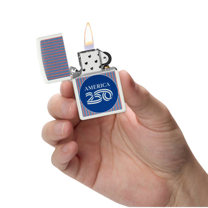 Zippo America250 Pinstripes Design White Matte Windproof Lighter