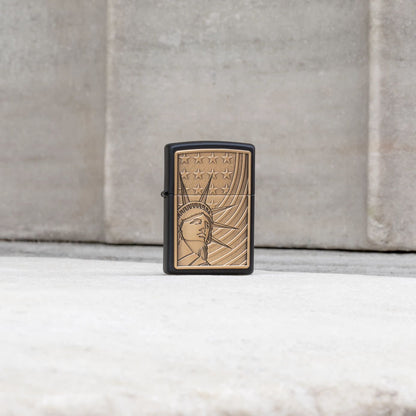 Zippo Lady Liberty Emblem Black Matte Windproof Lighter