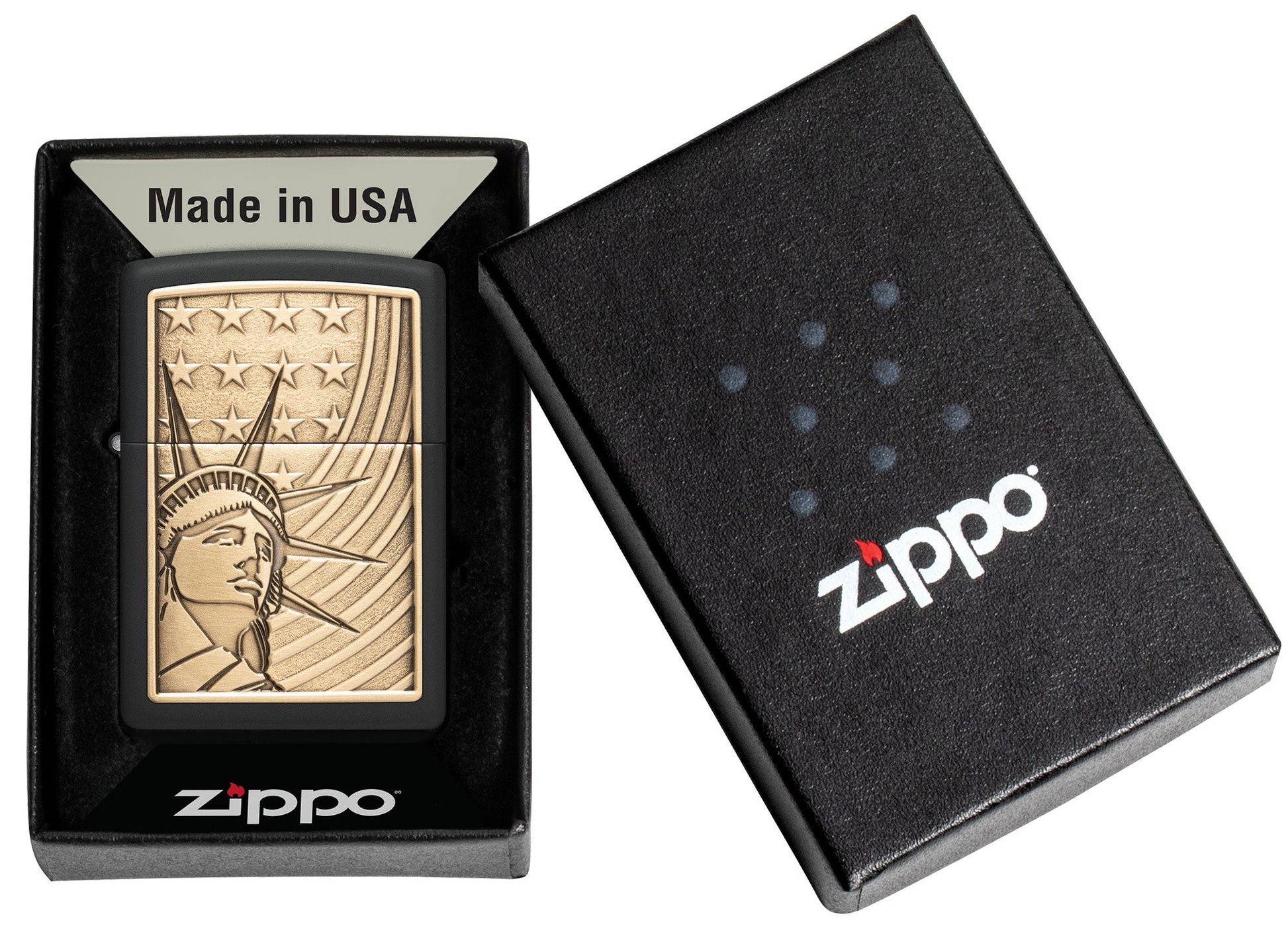 Zippo Lady Liberty Emblem Black Matte Windproof Lighter