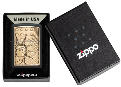 Zippo Lady Liberty Emblem Black Matte Windproof Lighter