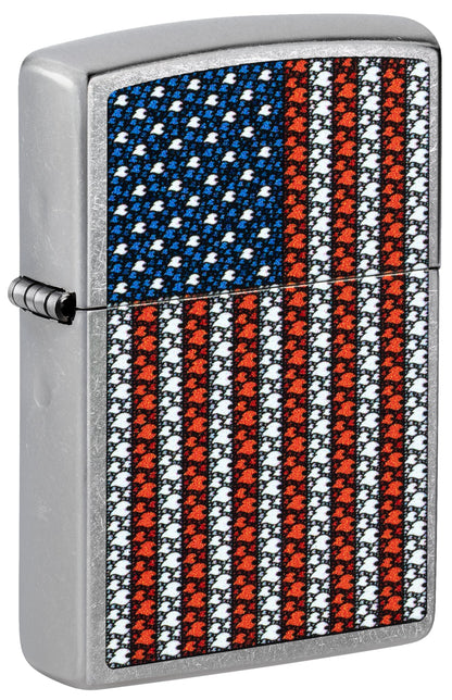 Zippo Flame Spangled Banner Design Street Chrome Windproof Lighter