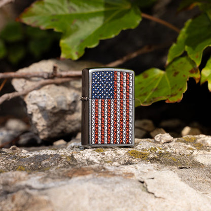 Zippo Flame Spangled Banner Design Street Chrome Windproof Lighter