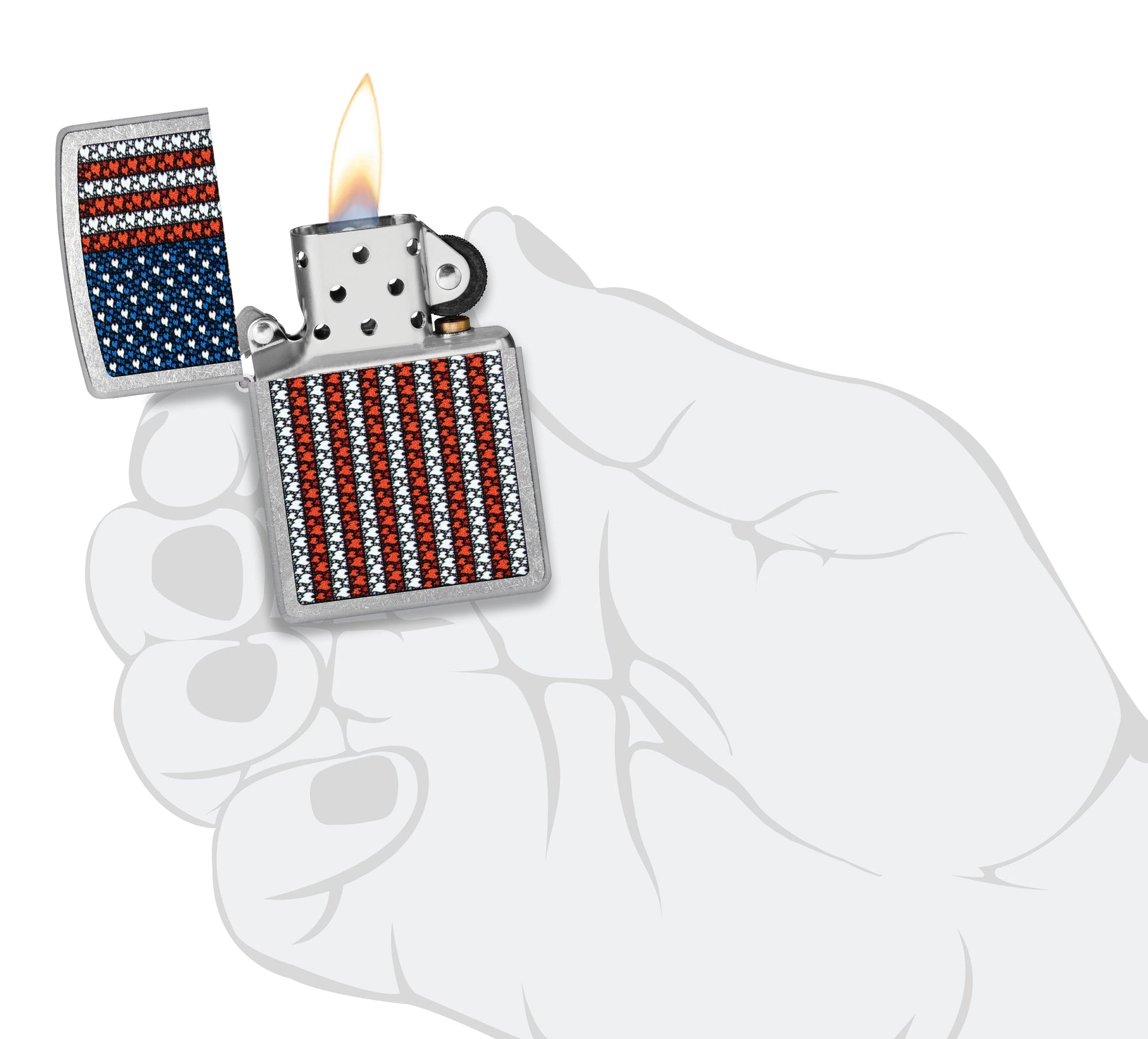 Zippo Flame Spangled Banner Design Street Chrome Windproof Lighter
