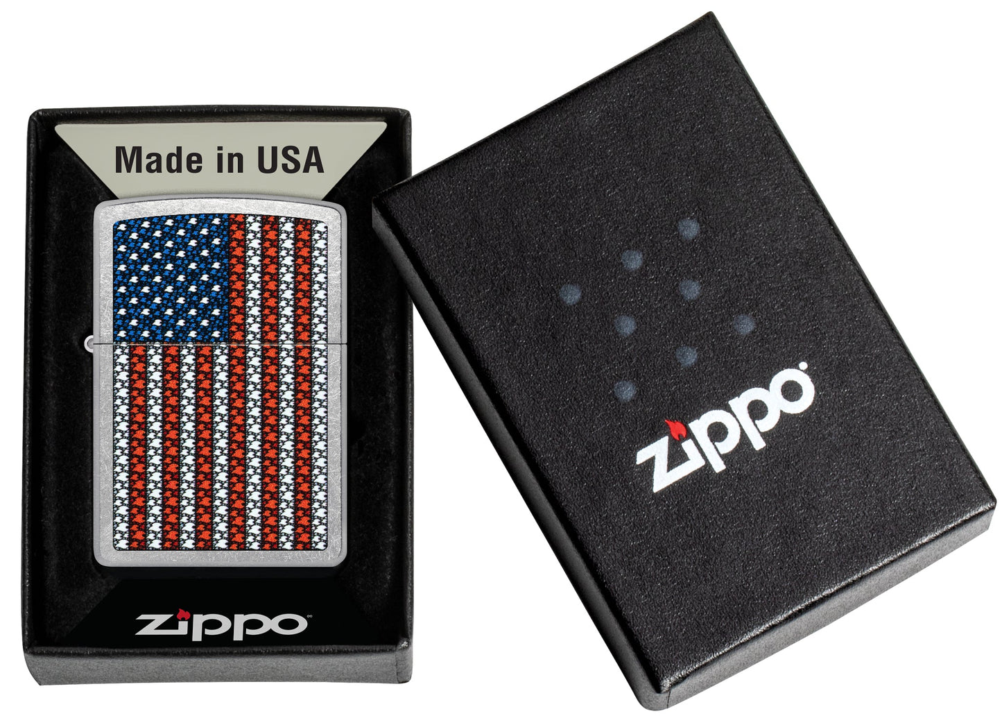 Zippo Flame Spangled Banner Design Street Chrome Windproof Lighter