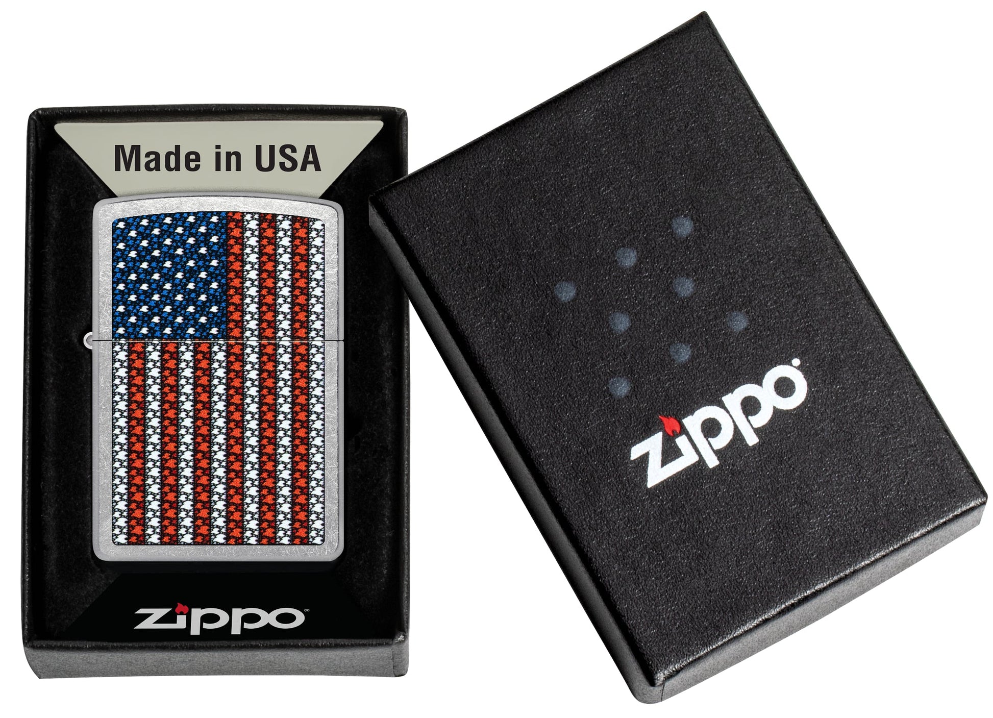 Zippo Flame Spangled Banner Design Street Chrome Windproof Lighter