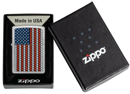 Zippo Flame Spangled Banner Design Street Chrome Windproof Lighter