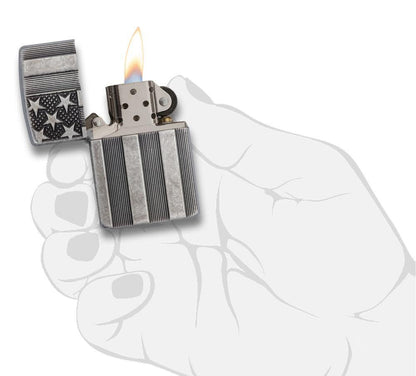 Zippo Flag Armor Chrome Windproof Lighter