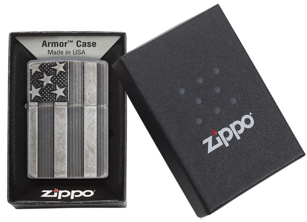 Zippo Flag Armor Chrome Windproof Lighter