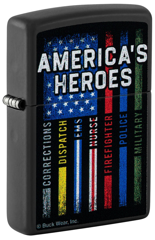 Zippo Buck Wear™ America's Heroes Design Black Matte Windproof Lighter