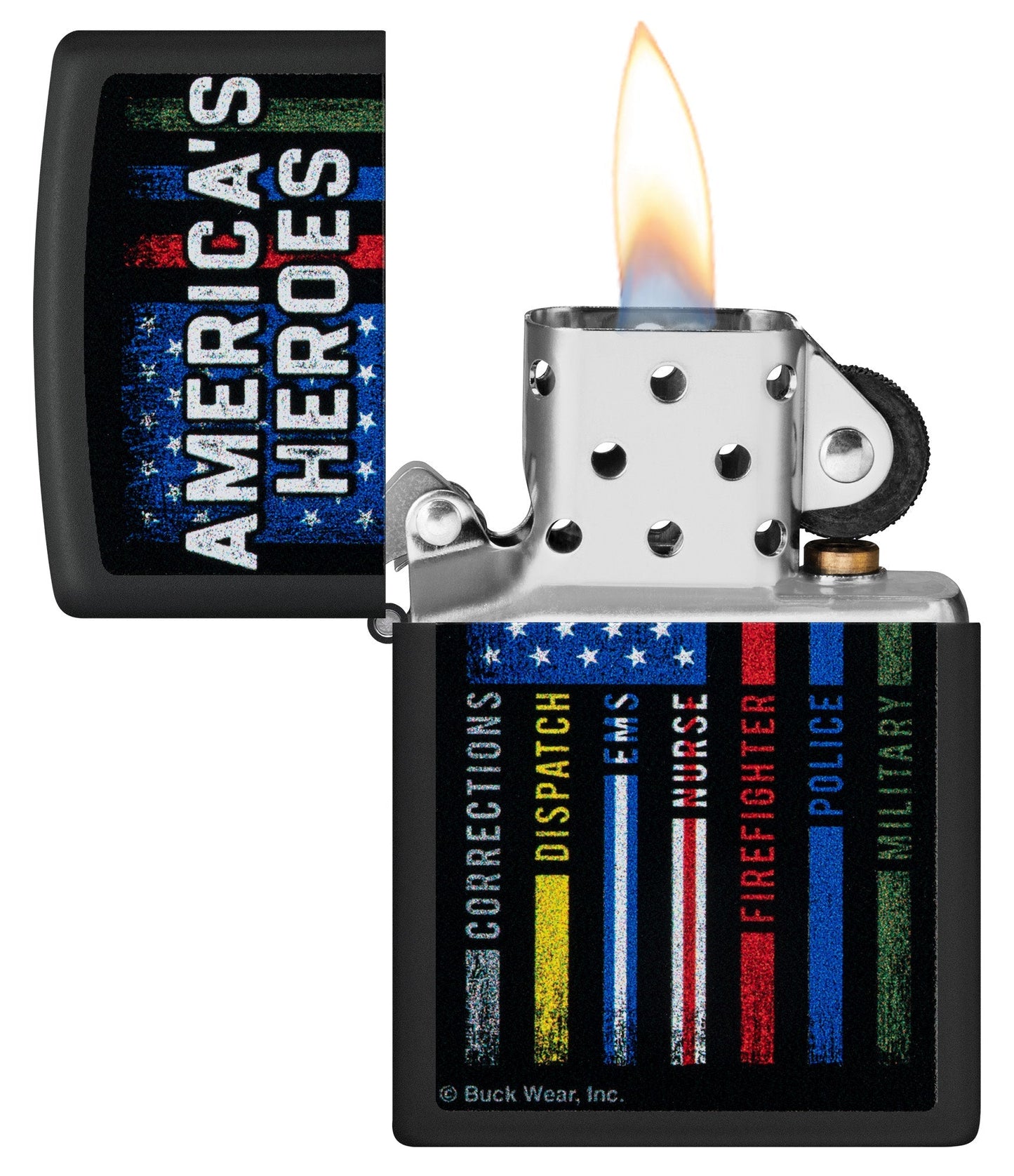 Zippo Buck Wear™ America's Heroes Design Black Matte Windproof Lighter