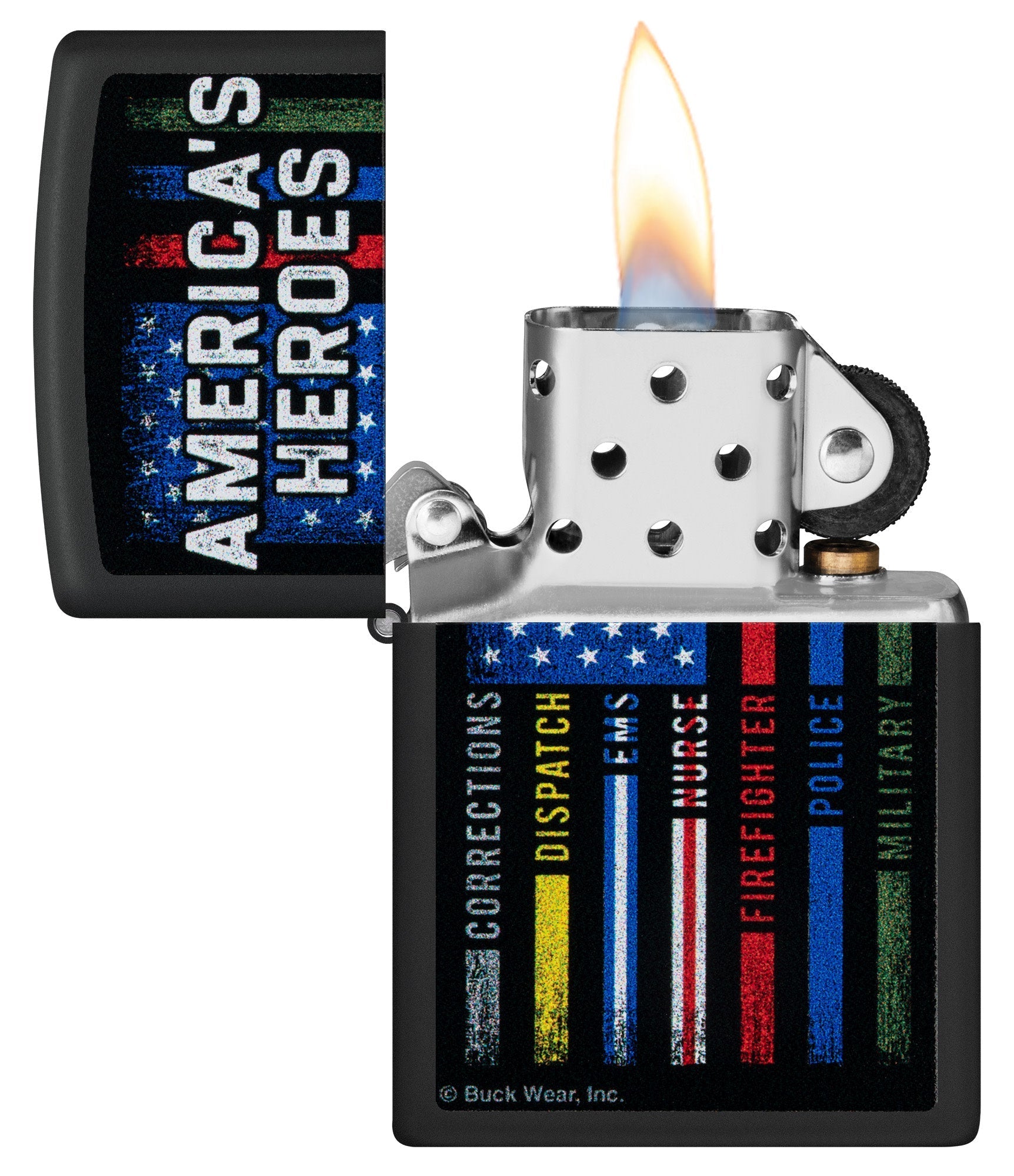 Zippo Buck Wear™ America's Heroes Design Black Matte Windproof Lighter