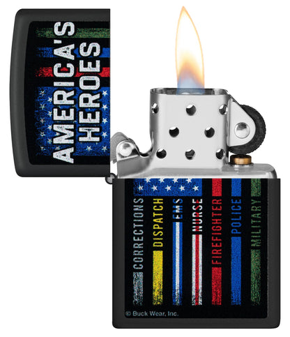 Zippo Buck Wear™ America's Heroes Design Black Matte Windproof Lighter